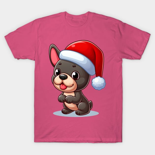 French Bulldog in a Santa Hat T-Shirt by TeeMax